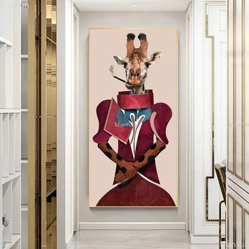 Šiuolaikinio Abstraktaus Rūkymas Žirafa, Plakatų ir grafikos Paveikslai Tapyba Spausdinti Sienos Meno Kambarį Namų Dekoro (be Rėmelio)