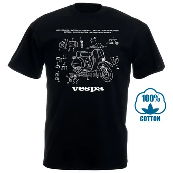 Vespa T Shirts Dalys, Motoroleris, Italija Italija Unikalus Retro Motociklą Bikeer T-Shirt Vyro trumpomis Rankovėmis, Derliaus Tees Išgrynintas Medvilnės