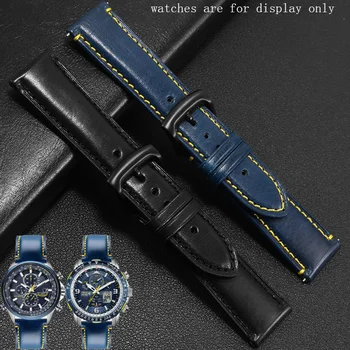 22 mm 23 mm natūralios Odos Apyrankė Mėlynas Watchband Pakeitimo Diržas AT8020 JY8078 Serijos Vyrų Žiūrėti Grandinės