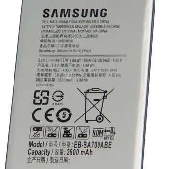 Originalaus Samsung Akumuliatoriaus Galaxy A7 A700 A700S A700L A700FD Originali Telefono Baterija EB-BA700ABE 2600mAh