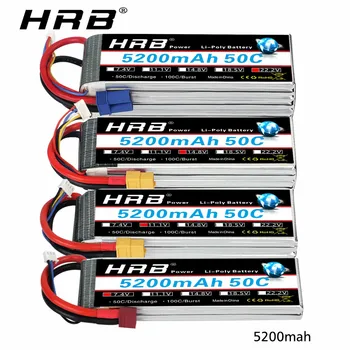 HRB Lipo Baterija 2S 5200mah 3s 4s 11.1 v, 14.8 v RC baterija 50C su XT60 jungtis, rc automobilių, rc valtis Lėktuvo nepilotuojamų sraigtasparnių