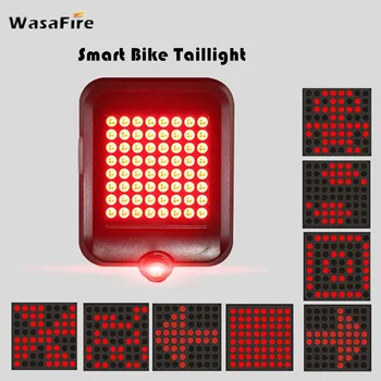 WasaFire Smart Stabdžių Projekcija Dviračio Šviesos 64 LED Raudonos spalvos Lazerio Dviračių užpakalinis žibintas USB Įkrovimo Dviračio Atšvaitas Galinis Dviračio Žibintai