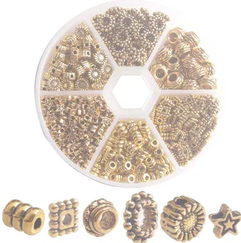 Vienas Lauke 480PCS Antiqued Aukso Metalo Žvaigždės Vamzdis Kvadratinis Tarpiklis Karoliukai Papuošalai Priėmimo