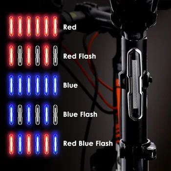 Dviračių Uodegos Šviesos Itin Ryškios Dviračių Šviesos USB Įkraunamas LED Dviračio Galinis Žibintas 5 Šviesos Režimas Žibintai su Raudona + Mėlyna