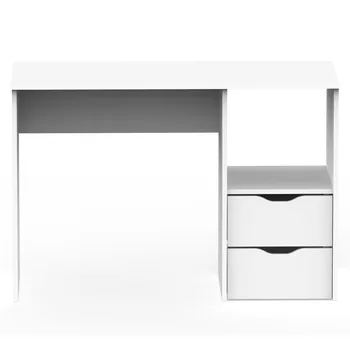 Stalas Stalo Office studijų eko baltos spalvos, 2 stalčiai 1 tuščiaviduriai šiuolaikinės 76x115x50 cm