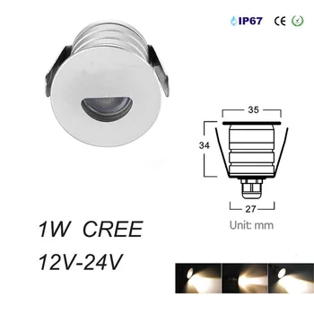 SPA Sienos Downlight 1W IP67 CREE 12V 24V Mini LED Požeminės Šviesos Laiptų Lempos