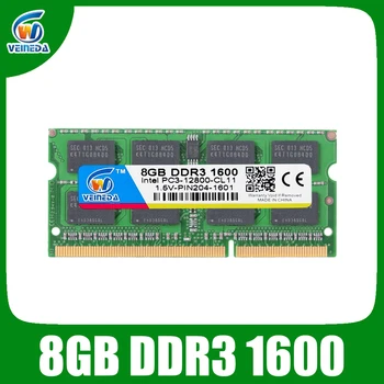VEINEDA DDR3 8GB Ram Sodimm ddr 3 4 gb 1600 1333 Intel AMD laptopo Ram Atmintis