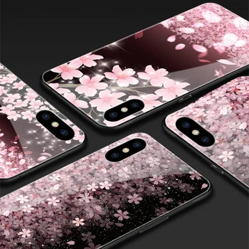 Sakura Stiklo Telefono dėklas Samsung Galaxy S10e S8 S9 S10 S20 Ultra Plus Pastaba 8 9 10 Plius Coque Grūdinto Stiklo Atgal Padengti Atvejais