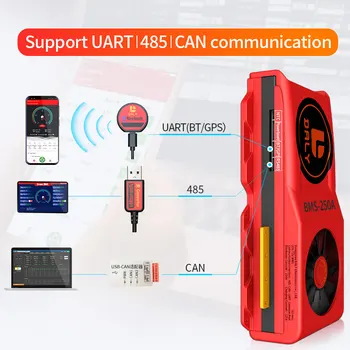Smart BMS 20S 72V 300A 400A 500A Bluetooth 485, kad USB prietaisas GALI NTC UART programinės įrangos Li-on Akumuliatoriaus apsaugos Valdybos BMS Su Ventiliatoriumi