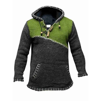 Mados High street banga kietas megztinis vyrams Hip-hop Sujungimas su Gobtuvu megztinis Vyrams Sweatercoat Streetwear vyrų megztinis mezgimo