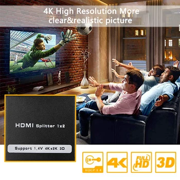 4K 1x2 HDMI Splitter 1-2 iš 1080p HDCP Striptizo Splitter 3D Galios Signalo Stiprintuvas 4K HDMI Konverteris HDTV DVD PS3 Xbox