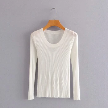 Lieknas moteris, medvilnės marškinėliai 2020 m. rudenį atsitiktinis ponios, o kaklo megztinis baltas minkštas moterų megztiniai, marškinėliai kietos merginos prašmatnus trikotažo megztiniai