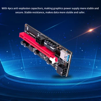 6pcs Naujausias VER009 USB 3.0 PCI-E Riser VER 009S Express 1X 4x 8x 16x Extender Stovo Adapteris Kortelės SATA 15pin 6 pin Maitinimo Kabelis