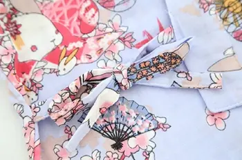 Šanchajaus Istorija Moterų Medvilnės Kimono Chalatas su Kišenėmis Chalatas, Vonios triušis Spausdinti sleepwear 2 Spalvos
