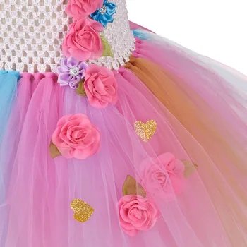 Vienaragis Merginos Tutu Suknelė Vaikų Princess Gimtadienio Suknelės Mergaitėms Helovyno Cosplay Kostiumas Vaikams Gėlės Suknelės 2-12Y