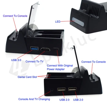 1PCS HDMI Krovimo Doko Stotis Laikiklis HDMI Video Konvertavimo Įkrovimo Kroviklis Bazę Nintend Įjungti konsolę