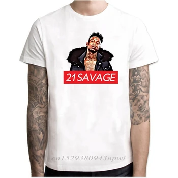 Hip-hop 21 savage reperis Marškinėliai Muzikos Vyras Vasarą Grafinis Tees Dainininkė Vyrų Negabaritinių Drabužių Patogus white Tee Marškinėliai