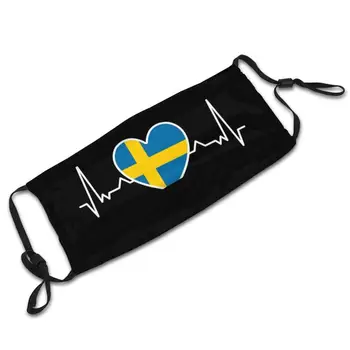 Švedija Širdies Vėliava Atostogų Kelionę Daugkartinio Naudojimo Burnos Kaukę, Plaunamas Filtras Stabdžių Dulkių Kaukes Švedija Idėja Švedijos Skandinavijoje Elk