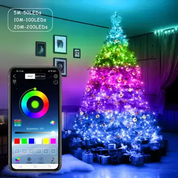 Kalėdų Medžio Apdaila LED Žibintai Smart Bluetooth Asmeninį String Žibintai Pritaikytą Programėlę Nuotolinio Valdymo Žibintai Dropship