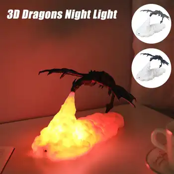 Ugnies Drakonas LED Lempos, Naktį Šviesos 3D Spausdinimo Apdailos Drakonas Ugnies LED Šviesos Stalo Lempa Vaikų Dovanų