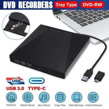 Tipas-C/USB3.0 Didelės spartos Išorinius CD, DVD Diskų 4K 3D Grotuvas Diktofonas, skirta 