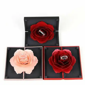 3D Pop-Up Rožės Žiedas Lauke Vestuvės Vestuvinis Papuošalų Laikymo Turėtojas Atveju, Virimui Dovanų Dėžutės