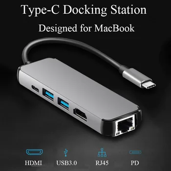 Miracare USB C Nešiojamas Docking Station USB 3.0 HDMI, RJ45 Gigabit PD Fealushon 