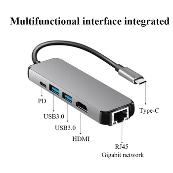Miracare USB C Nešiojamas Docking Station USB 3.0 HDMI, RJ45 Gigabit PD Fealushon 