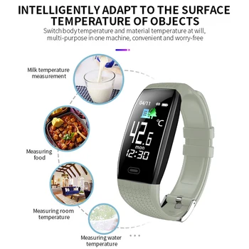 Lerbyee T5 Sporto Smart Watch Širdies Ritmo Monitorius Kūno Temperatūra Fitneso Juosta Atspari Vandeniui Skambučių Priminimas Smartwatch 