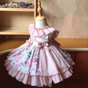 Ispanijos Teismas Žalia Gėlės Princesė Suknelė Kalėdų Suknelė Lolita Kūdikių Mergaitėms, Vaikams, Suknelės Mergina