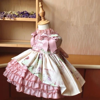 Ispanijos Teismas Žalia Gėlės Princesė Suknelė Kalėdų Suknelė Lolita Kūdikių Mergaitėms, Vaikams, Suknelės Mergina