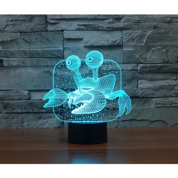 3D LED Nakties Šviesos Krabų su 7 Spalvų Šviesos Namų Puošybai Lempos Nuostabi Vizualizacijos Optinė Iliuzija Nuostabus