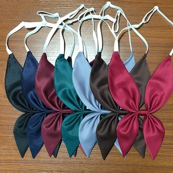 16 Vientisų Spalvų Moterų Mergina Bowties Reguliuojamas peteliškę Cravat Necktie Reikmenys JK Mokyklos Vienodos Studentų Šluostės