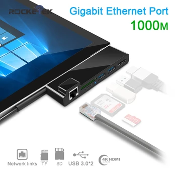 Rocketek usb 3.0 kortelių skaitytuvas 4K HDMI 1000Mbps Gigabit Ethernet adapterį, SD/TF micro SD 