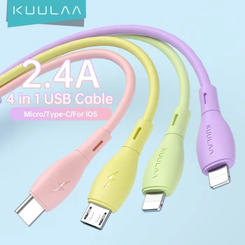 KUULAA 4 in 1 USB Įkrovimo Kabelis, Mikro USB C Tipo 2.4 Greito Įkrovimo Duomenų Sysn Laidai 