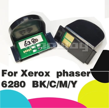 4PCS Nemokamas pristatymas suderinama tonerio mikroschemą Xerox phaser 6280 tonerio kasetės drožlių