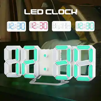 3D Laikrodis LED Dienos Ekranas Skaitmeninis Temperatūros Atidėti Lentelė Sienos Kabo Plastiko Žadintuvas CD Jutiklis Namų Puošybai