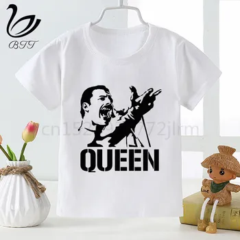 Karalienė Juosta Freddie Mercury Animacinių filmų Mados Juokinga, Print T-shirt Vaikų Vasaros O-Kaklo Viršūnes Boys & Girls Marškinėlius