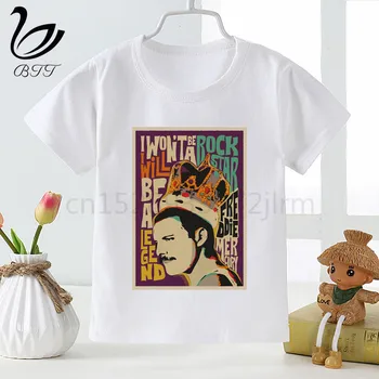 Karalienė Juosta Freddie Mercury Animacinių filmų Mados Juokinga, Print T-shirt Vaikų Vasaros O-Kaklo Viršūnes Boys & Girls Marškinėlius