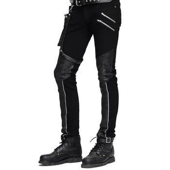 Steampunk Žiemos Vyrai Ilgai Jean Kelnės Gotikos Aukšto Juosmens Mens Kelnės Kelnės Juodos Rudos Spalvos Triko Lieknėjimo Streetwear Vyrų