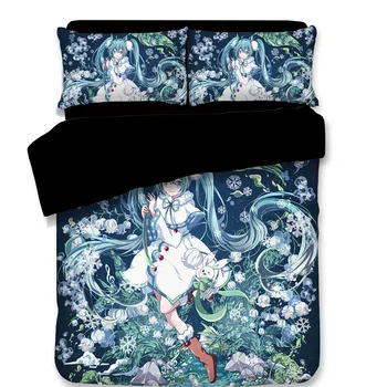 Naujas Sniego Miku Japonų Anime Stebuklinga Patalynės komplektai Antklode Padengti Pagalvės užvalkalą lova lapas 3/4pcs namų tekstilės paauglių/mergina/vaikas patalyne