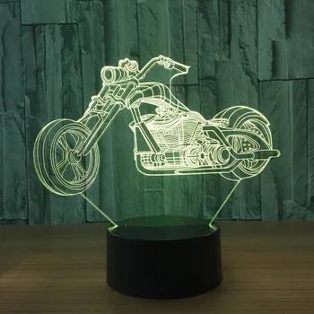 3D Dizaino Motociklas Naktį Šviesos Namų Puošybai 7 Spalvos-Keičiasi Atmosfera Lempa Su USB Įkroviklis LED Naujovė Šviesos Lašas Laivas