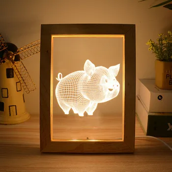 3D Iliuzija Foto Rėmelį, LED Naktį šviesaus Medžio Stalas Stalo Dekoracija su USB Laidu Akrilo Butas Vaikai Kalėdų Dovana
