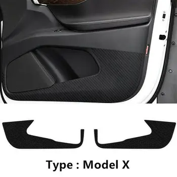 2vnt Juodos spalvos Anglies Pluošto, Automobilių Stabdžių-Kick Pagalvėlės visiškai Naujas Automatinis Durų Gynėjas Padengti Apdailos Lipdukai Reikmenys Tesla Model X
