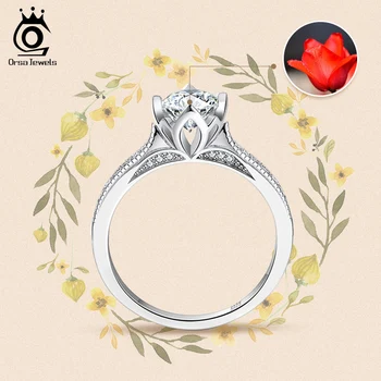 ORSA BRANGENYBĖS Tulpių Dizaino 925 Sterlingas Sidabro Žiedas Pasiūlyti Vestuvės Vestuvinis Žiedas Jubiliejų Dovana Mergina SR245