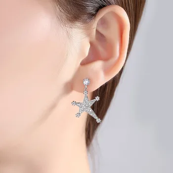 SINZRY naujas Kubinis cirkonis asimetrinė star auskarai lady madinga, elegantiška mados tabaluoti auskarai papuošalai dovana