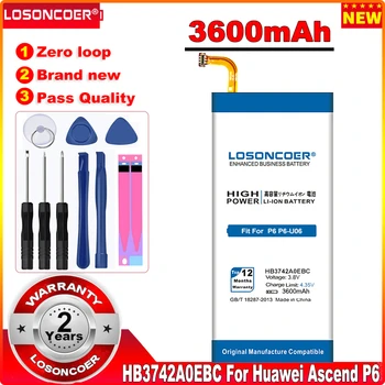 LOSONCOER 3600mAh HB3742A0EBC Baterija Huawei Ascend P6 Baterija P6-U06 p6-c00 p6-T00/ Ascend G6 G620 G621 G620s G630