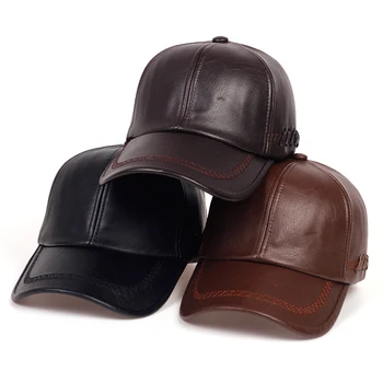 Naujas Suaugusiųjų Dirbtiniais Odos Skrybėlę Vyrų Šiltas PU Odos Beisbolo kepuraitę Vyrų Žiemos Lauko Apsaugos Kepurės Odos Skrybėlę Vėjo skrybėlės