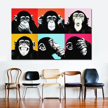 NESAVANAUDIŠKAI Spalvinga Beždžionė Drobė Paveikslų, Gyvūnų Meno Plakatų Spausdinimo Gyvenimo Kambario Sienos Meno Cuadros Nuotraukas, Namų Dekoro