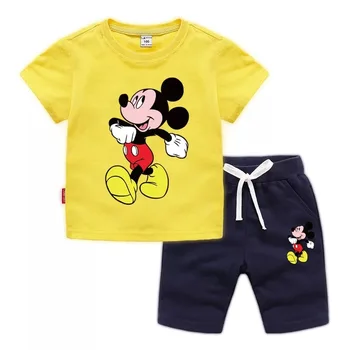 Naujas Disney Mickey Mouse Berniuko Drabužių Rinkinys Vaikams Tees T-Shirt+Atsitiktinis Kelnės 2 Gabalas Mergina Aprangos Komplektai Vaikams, Sportiniai